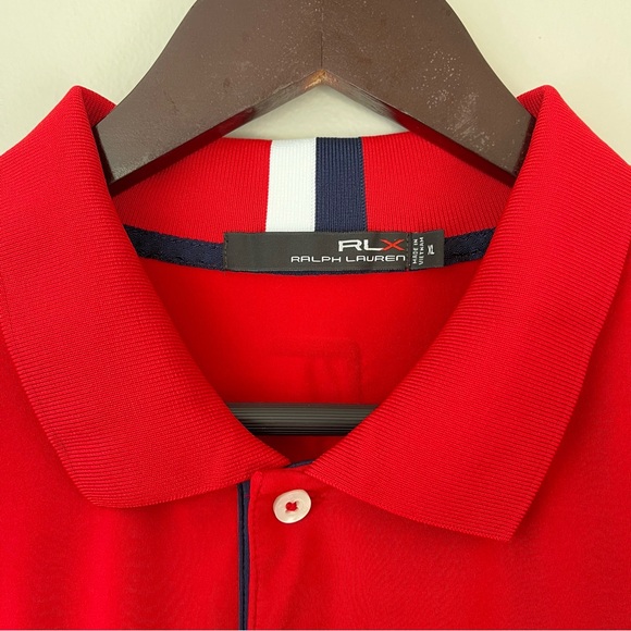RLX Ralph Lauren Mens XL Red USA 2016 Ryder Cup Red Golf Shirt Performance Wear - Picture 3 of 13